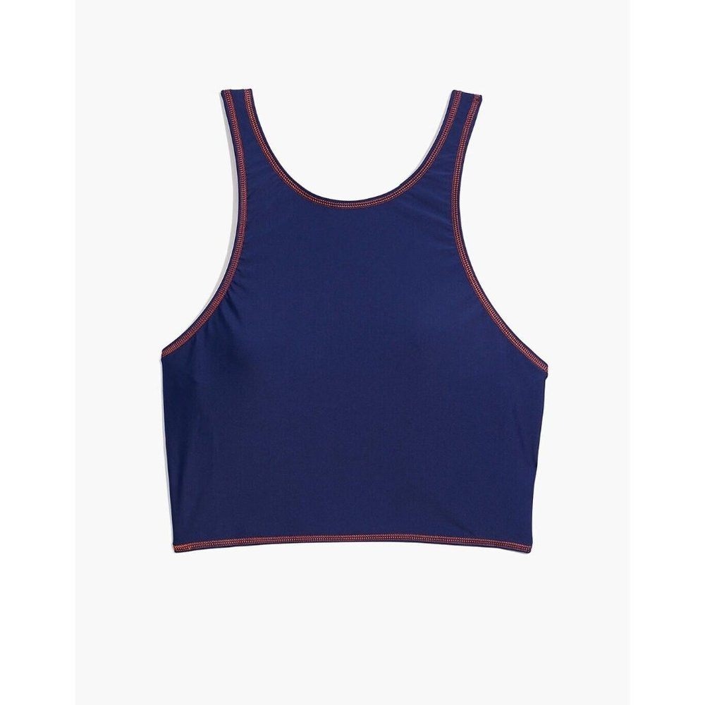 Madewell Second Wave High Neck Bikini Top Cobalt Blue Copper Trim Medium‎